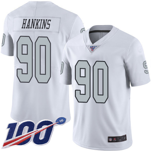 Men Oakland Raiders Limited White Johnathan Hankins Jersey NFL Football #90 100th Season Rush Jersey->oakland raiders->NFL Jersey